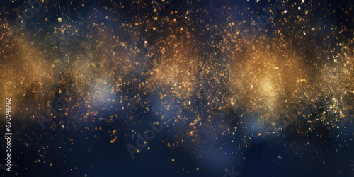 Elegant gold and navy blue glitter background with fireworks, ideal for Christmas Eve and New Year celebrations.