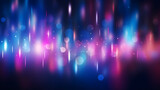 Neon blur glow. Color light overlay. Disco illumination. Defocused blue pink green ultraviolet radiance soft texture on dark abstract empty space background. Generative AI.