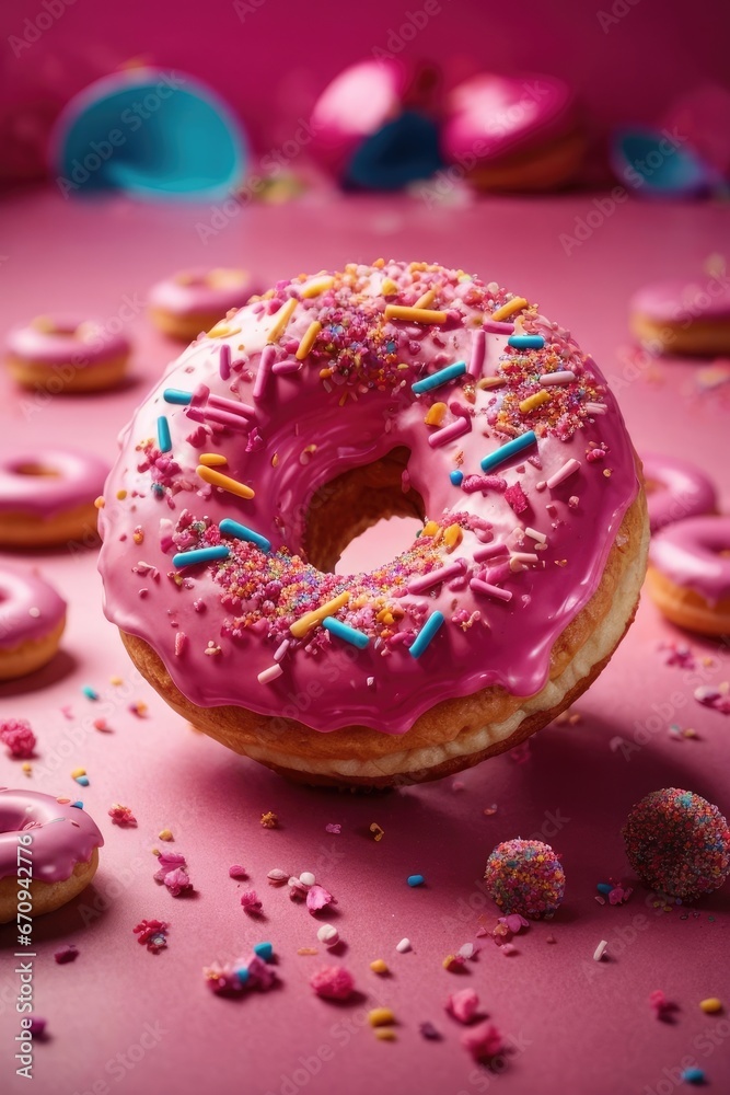 donut with sprinkles on white donut with sprinkles on white