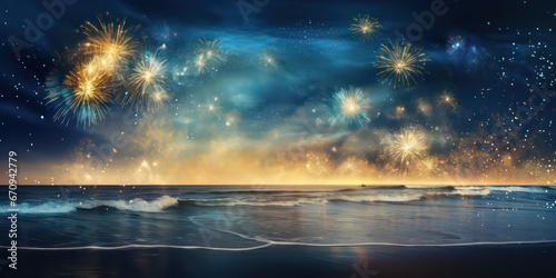 Glittering beachside fireworks, perfect for Christmas Eve and New Year celebrations.