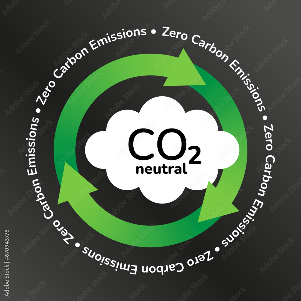 Zero carbon emissions certificate logo sticker design. CO2 neutral