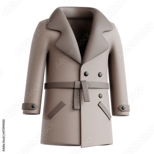 3D Illustration of Classic Overcoat for Sophisticated Style