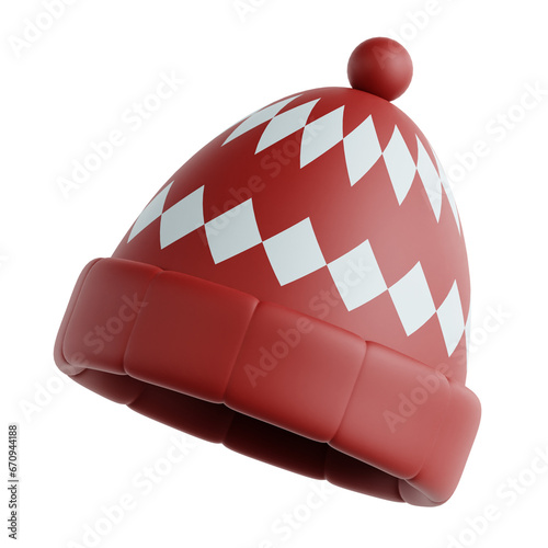 3D Illustration of Cozy Beanie Hat for Winter Fashion