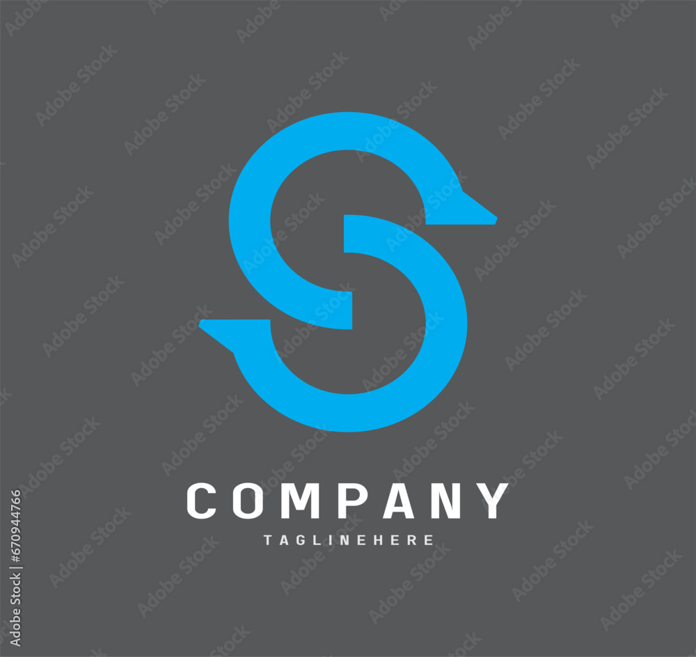 Abstract Initial Letter S Star Logo. Blue S Letter with isolated on