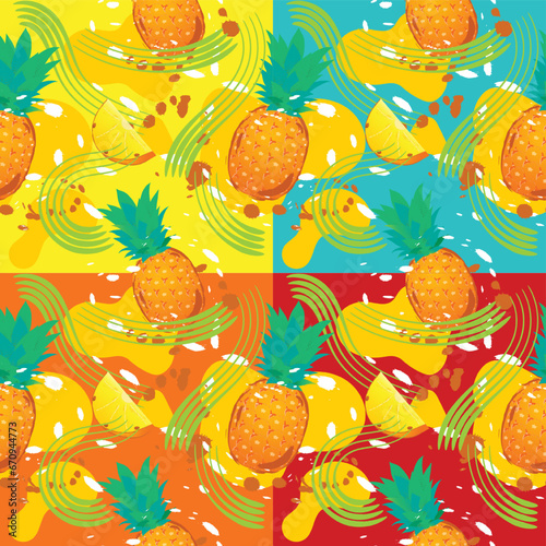 Fototapeta Naklejka Na Ścianę i Meble -  seamless pattern with pineapple