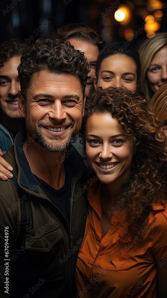 Large group of smiling people composite portrait image gathered together reaching out each other 4g 5g connection contacting multiracial society. Generative AI art Large group of smiling people composite portrait image gathered together reaching out each other 4g 5g connection contacting multiracial society. Generative AI art