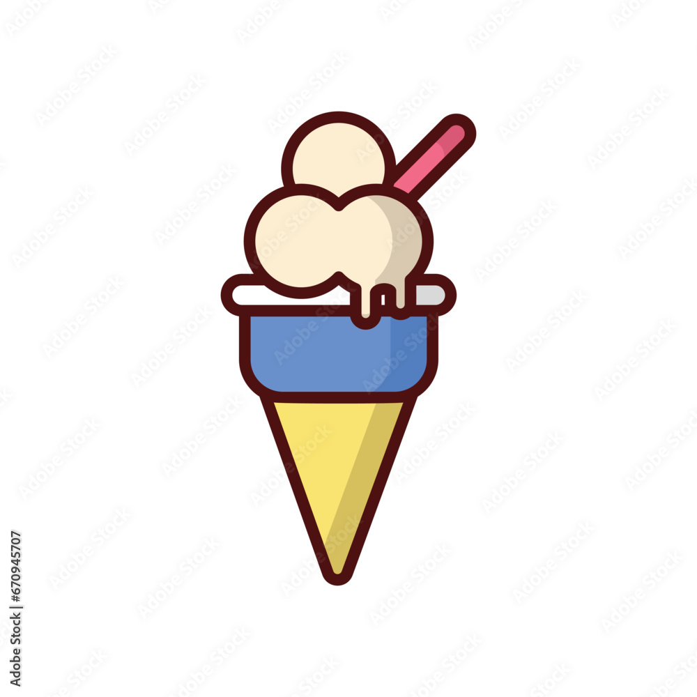 Ice Cream icon isolate white background vector stock illustration.