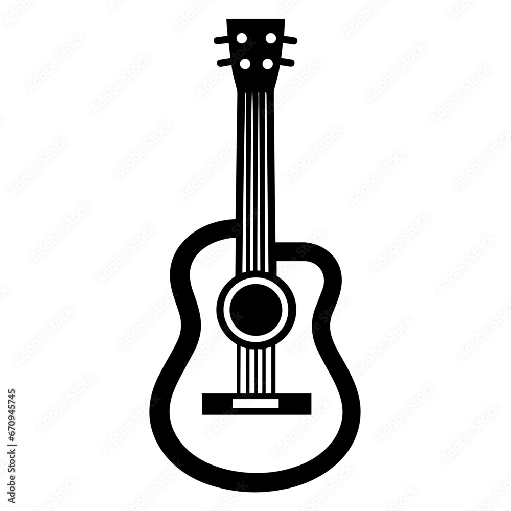 Vector Illustration of Guitar with Outline Style Vector Illustration of Guitar with Outline Style