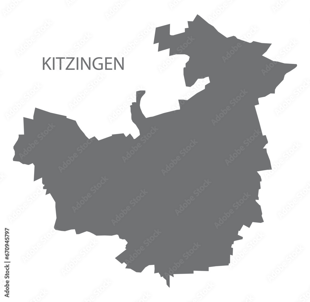 Kitzingen German city map grey illustration silhouette shape