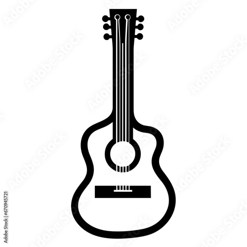 Vector Illustration of Guitar with Outline Style