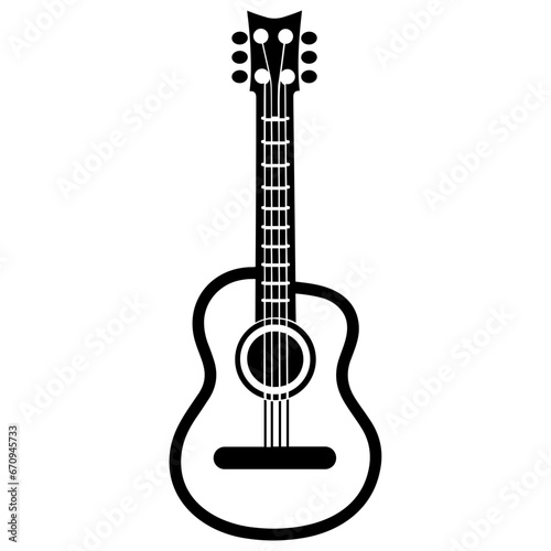 Vector Illustration of Guitar with Outline Style