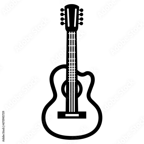 Vector Illustration of Guitar with Outline Style