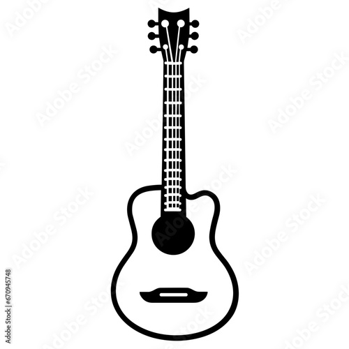 Vector Illustration of Guitar with Outline Style