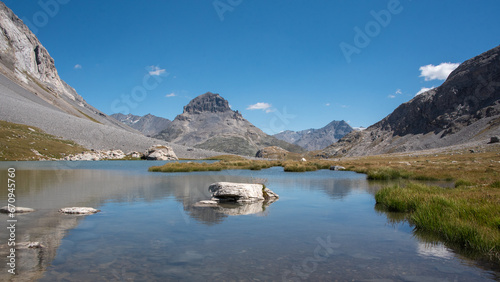 one of the most beautiful lakes before reaching the Vanoise pass in the French Alps
