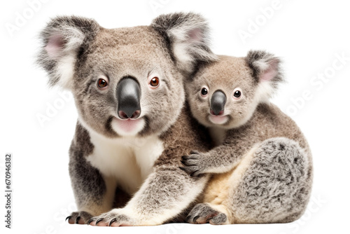Koala with its cute cub  cut out