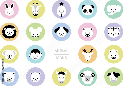 シンプルな動物アイコン イラスト素材セット / vector eps	