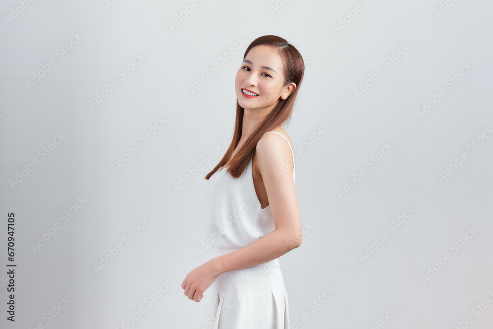Sexy beauty girl with healthy makeup facial treatment perfect glow skin. Banner Sexy beauty girl with healthy makeup facial treatment perfect glow skin. Banner