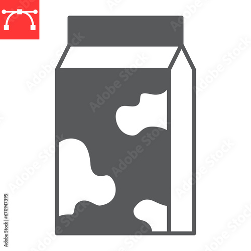 Milk glyph icon, farm and dairy, Milk carton with cow pattern vector icon, vector graphics, editable stroke solid sign, eps 10.