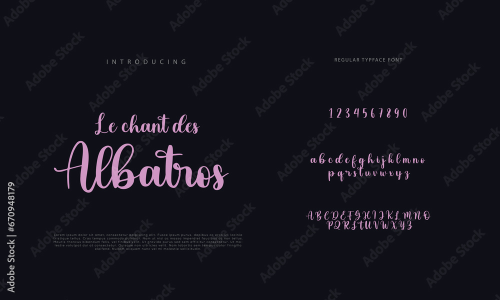 Abstract Calligraphy font alphabet. Minimal modern urban fonts for logo, brand etc. Typography typeface uppercase lowercase and number. vector illustration
