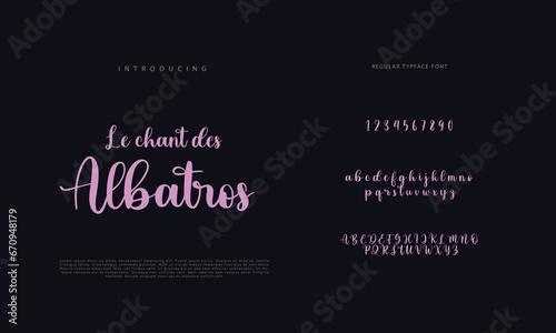 Abstract Calligraphy font alphabet. Minimal modern urban fonts for logo, brand etc. Typography typeface uppercase lowercase and number. vector illustration 