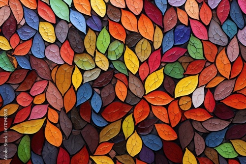 Colorful Autumn Mosaic. Vibrant mosaic of autumn leaves in a variety of hues.