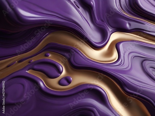 purple and brown liquid ink churning together   realistic texture in 8k quality. Digital art 3D illustration. Metalic colours.