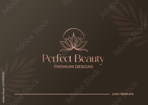 luxury minimal linear lotus flower beauty spa logo design