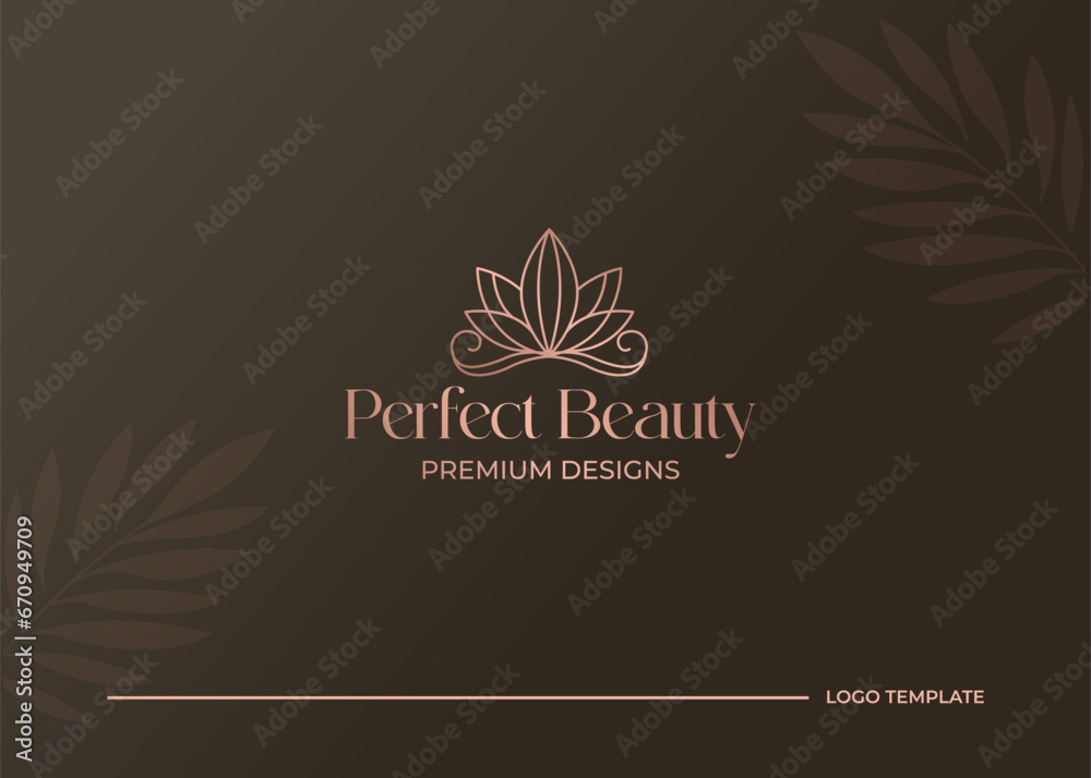 luxury minimal linear lotus flower beauty spa logo design