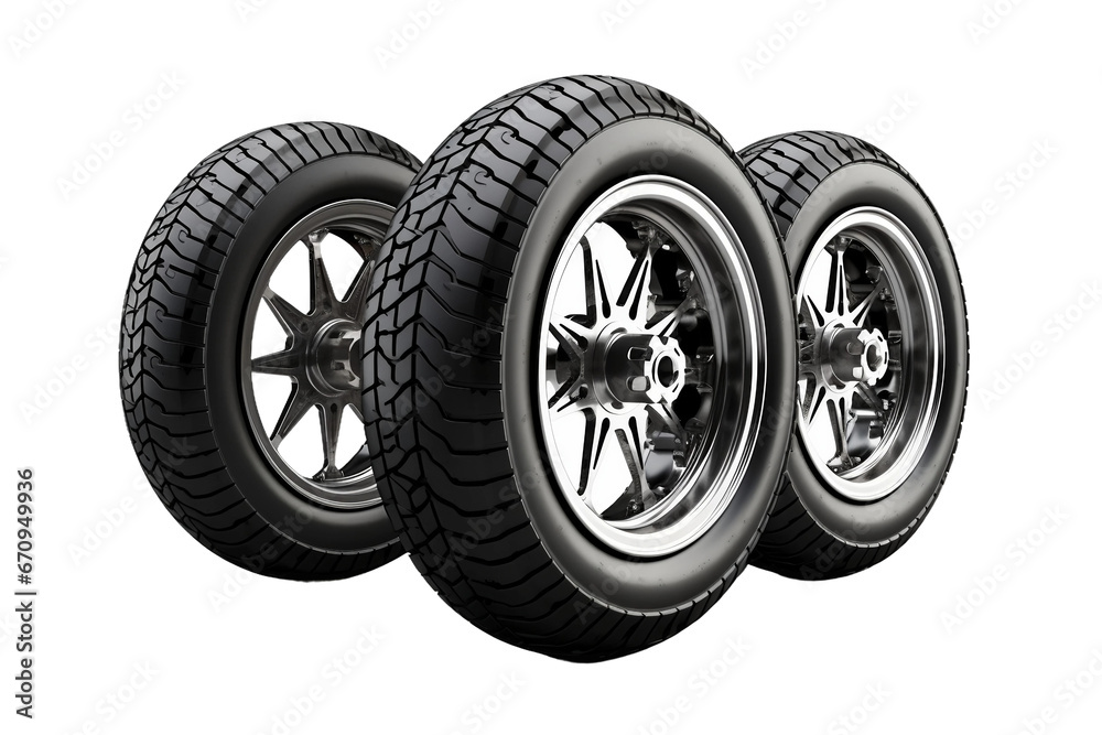motorcycle wheels isolated on transparent background, Generative Ai