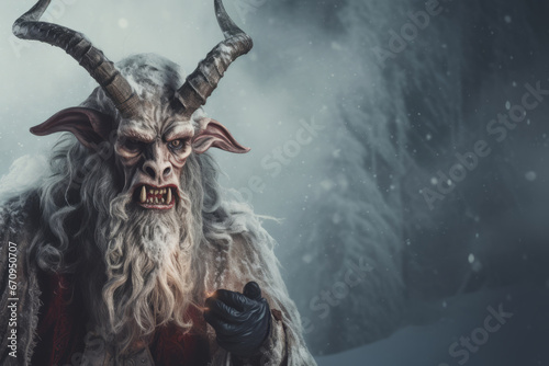 Christmas scary background with Krampus © Schizarty