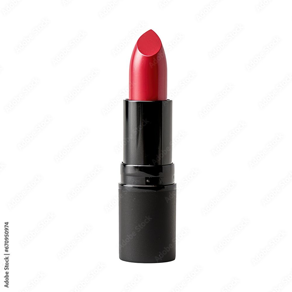Opened red lipstick on white background. Element for design in makeup and beauty advertising. AI Opened red lipstick on white background. Element for design in makeup and beauty advertising. AI