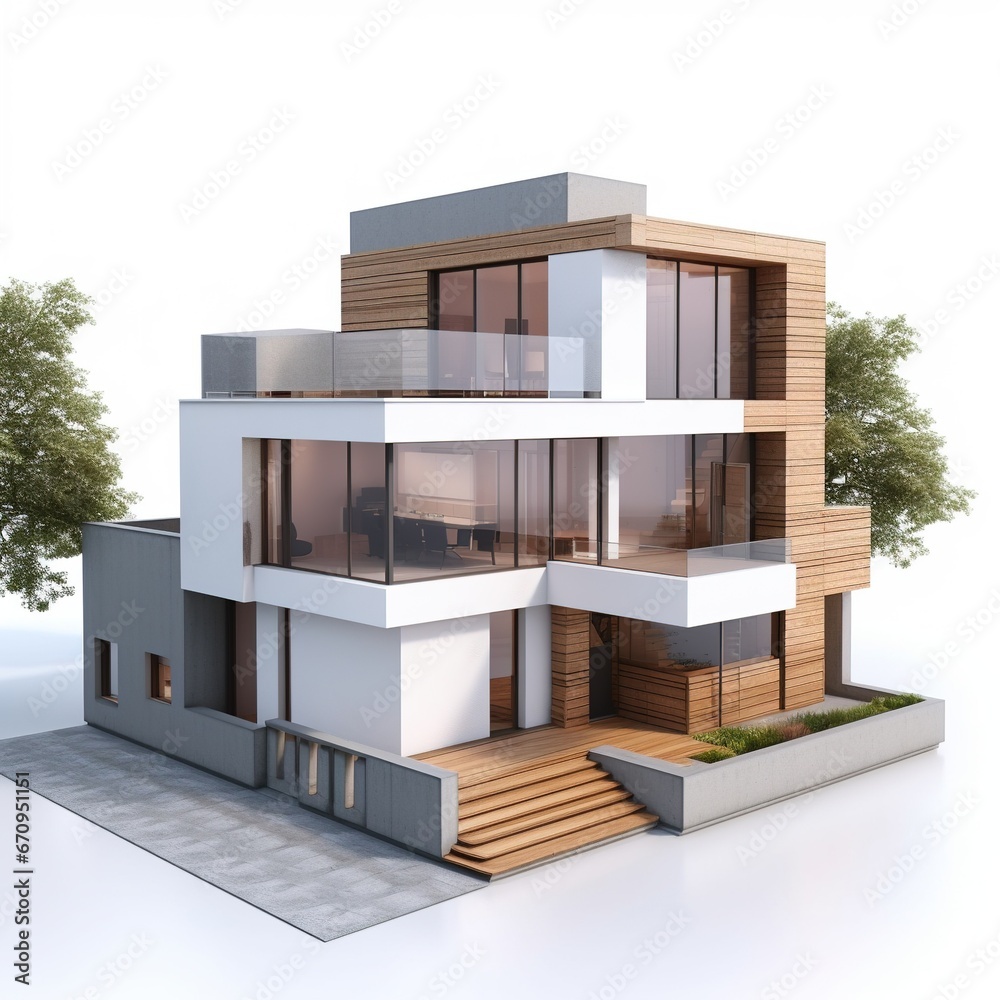 3d Modern Home Isolated On White Background 3d Modern Home Isolated On White Background