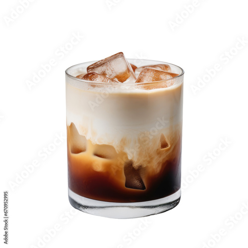 Glass of delicious White Russian cocktail on a isolated background. AI