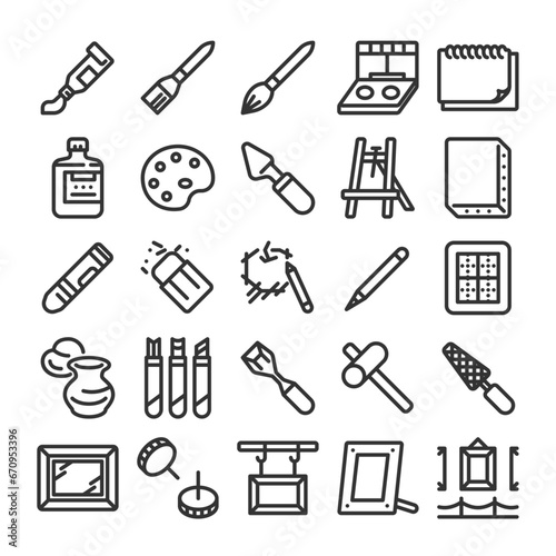美術制作 画材 アイコン セット