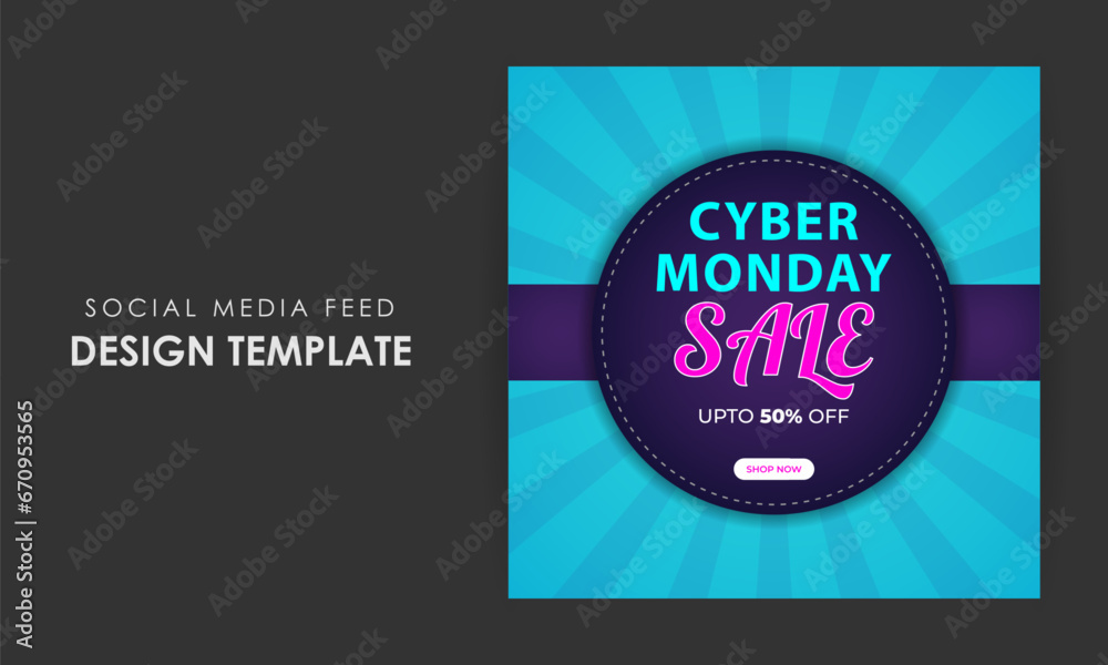Fototapeta premium Vector illustration of Cyber Monday Sale social media feed template