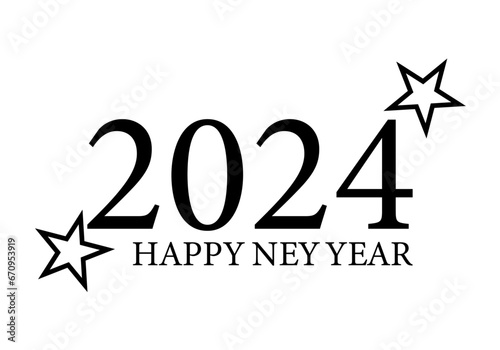 Feliz año nuevo 2024 en texto negro.