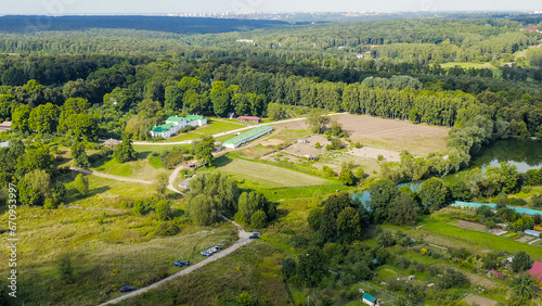Yasnaya Polyana, Russia. Lev Nikolaevich Tolstoy was born and lived most of his life in Yasnaya Polyana, Aerial View photo