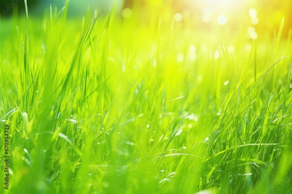 Obraz premium eco friendly organic green grassland landscape with sunlight effect