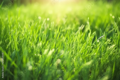 realistic green grass land photography for fresh morning