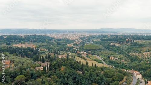 Florence  Italy. General view of the city in cloudy weather. Summer  Aerial View