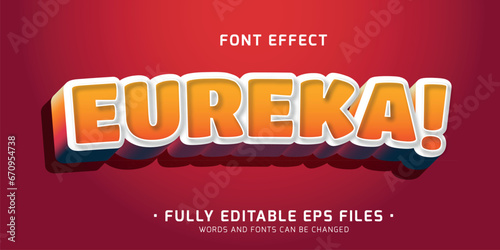 Eureka editable text style, 3d vector font style