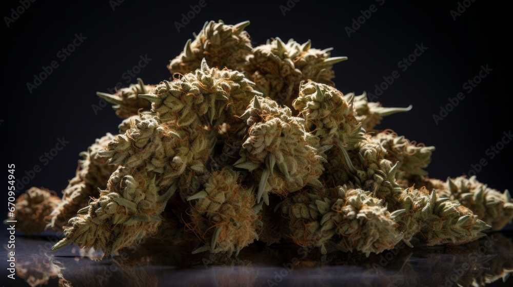 Dried cannabis buds of medical cannabis