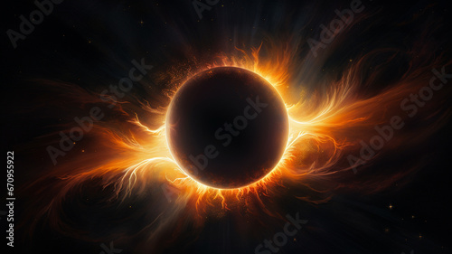 solar eclipse with sun and moon.