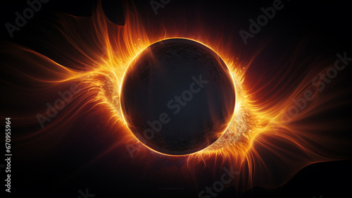 solar eclipse with sun and moon.