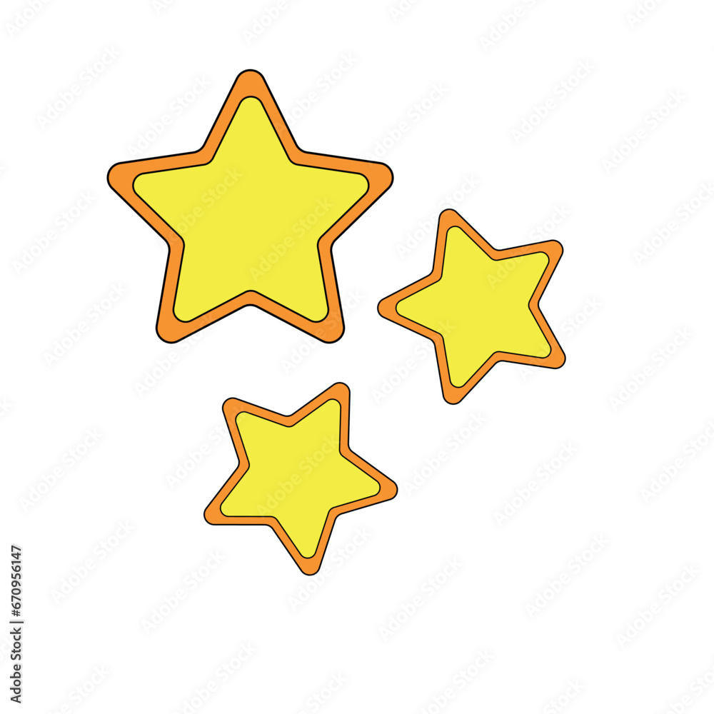 Golden, yellow five-pointed stars. Design element of postcards, banners and stickers. Golden, yellow five-pointed stars. Design element of postcards, banners and stickers.