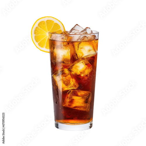 Long Island Iced Tea. Alcohol cocktail isolated on background. Menu and bar card design element. AI