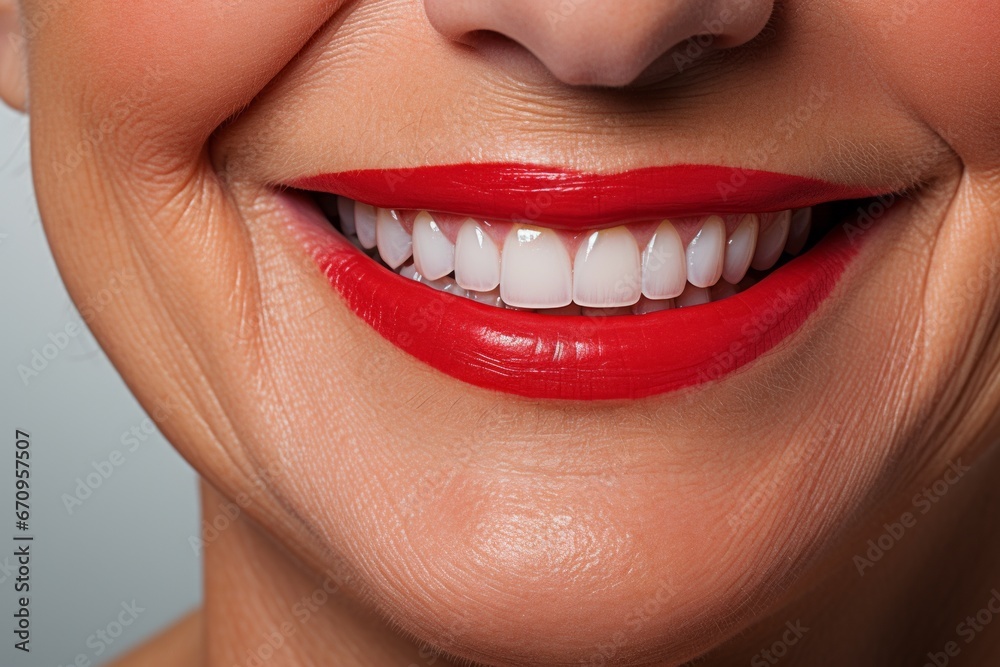 Perfect Smile of Energetic Elderly Lady with Straight and White Teeth - Dental Care Procedure Perfect Smile of Energetic Elderly Lady with Straight and White Teeth - Dental Care Procedure