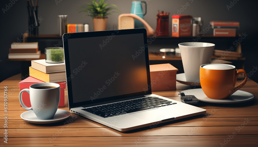 Black friday background with pc and mugs Black friday background with pc and mugs