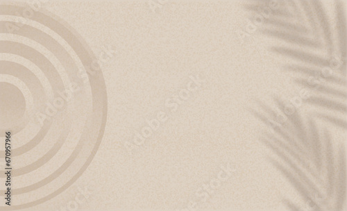 Zen Background,Circle Lines Sand and Palm Leaves Shadows in Japanese Garden,Zen like concept for Feng Shui,Meditation,Relaxation, Harmony,Top view Backdrop for Cosmetics,Spa,Massage banner