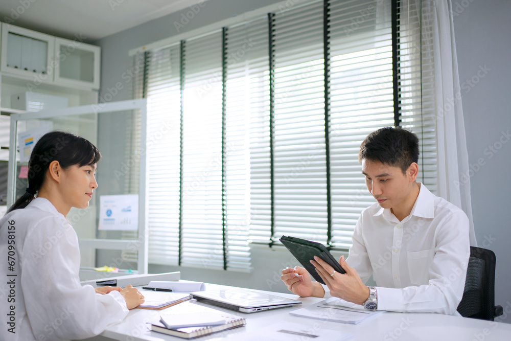 White collar workers meeting at office. White collar workers meeting at office.